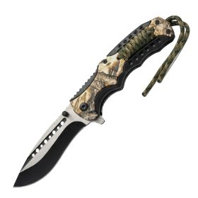 8.5" Spring Assisted Camo Knife with Paracord