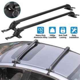 2PCS Universal 110cm/43-inch Car Roof Rack Cross Bar w/ Anti-Theft Lock Adjustable Window Frame for bike kayak cargo luggage