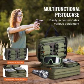 Range Bag for 2 Pistols, Tactical Gun Bag with 2 Built-in Removable Pistol Bags & 6 Detachable Magazines, Gun Range Bag for Outdoor Hunting Shoot
