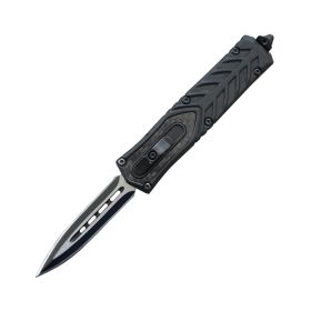 Automatic OTF Double Edge Knife (Color: BLACK, style: Non-Serrated)