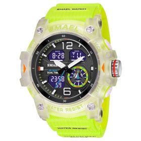 Waterproof Double Display Electronic Quartz Watch (Color: Fluorescent green)