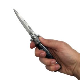 9” Automatic Out-The-Side Knife (Color: Wood/Silver)