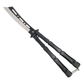 9.25" Bones Butterfly Knife with Cleaver Blade (Color: BLACK)