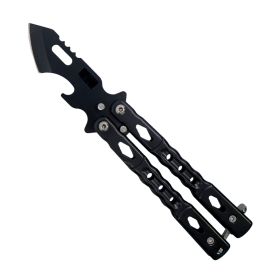 5.75" Butterfly Knife with Bottle Opener (Color: BLACK)