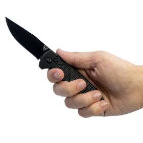 7.75" Automatic Spring Assisted Knife with Drop Point Blade (Color: BLACK)