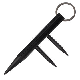 Self Defense Key Chain Two Prong Kubotan (Color: BLACK)